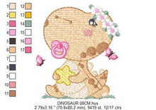 Load image into Gallery viewer, Baby Dinosaur embroidery designs - Dino embroidery design machine embroidery pattern - Dragon embroidery file - Dinosaur egg girl embroidery
