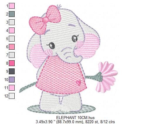 Elephant embroidery designs - Animal embroidery design machine embroidery pattern - Baby girl embroidery file - Elephant with flowers design Marcia Embroidery