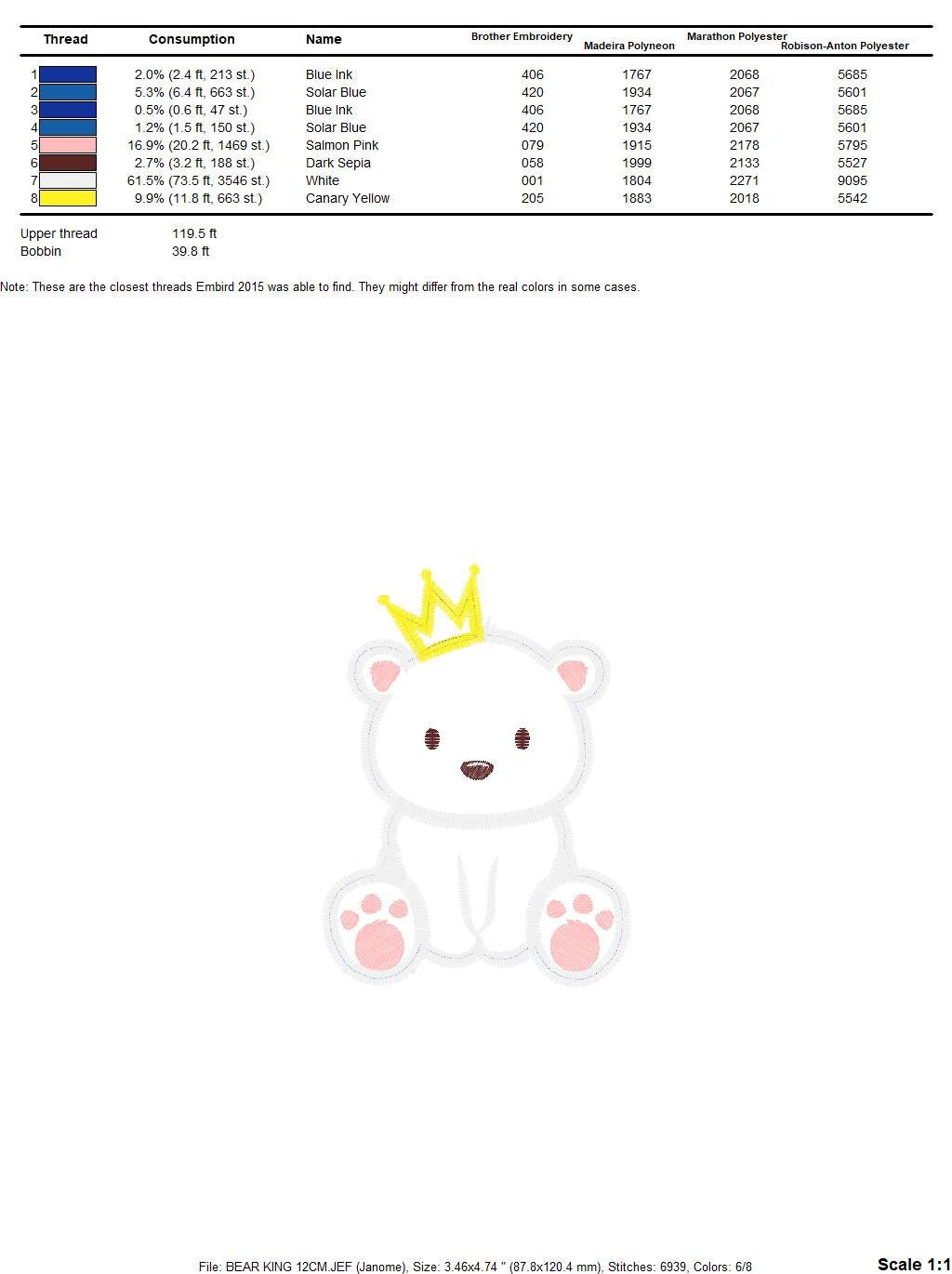 Bear embroidery designs - Polar Bear embroidery design machine embroidery pattern - King Bear applique design - Baby boy embroidery file pes Marcia Embroidery
