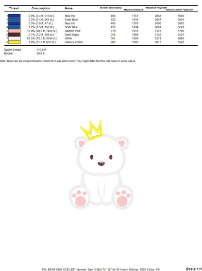 Bear embroidery designs - Polar Bear embroidery design machine embroidery pattern - King Bear applique design - Baby boy embroidery file pes Marcia Embroidery
