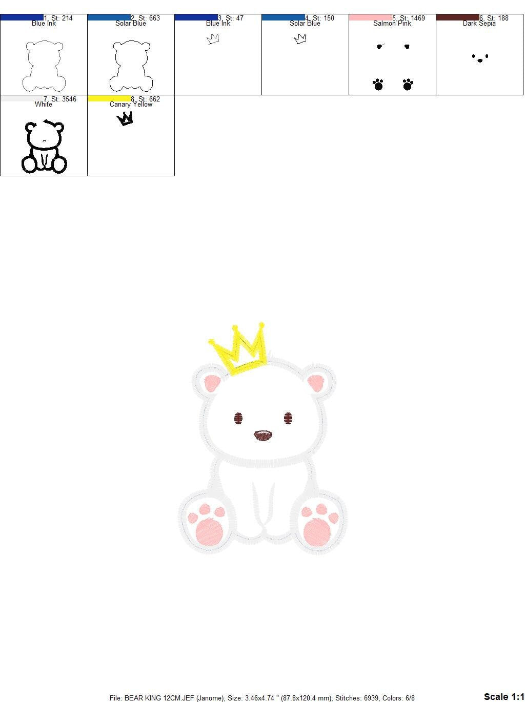 Bear embroidery designs - Polar Bear embroidery design machine embroidery pattern - King Bear applique design - Baby boy embroidery file pes Marcia Embroidery