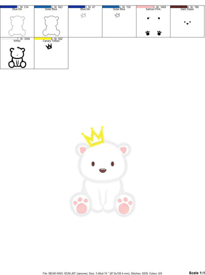 Bear embroidery designs - Polar Bear embroidery design machine embroidery pattern - King Bear applique design - Baby boy embroidery file pes Marcia Embroidery