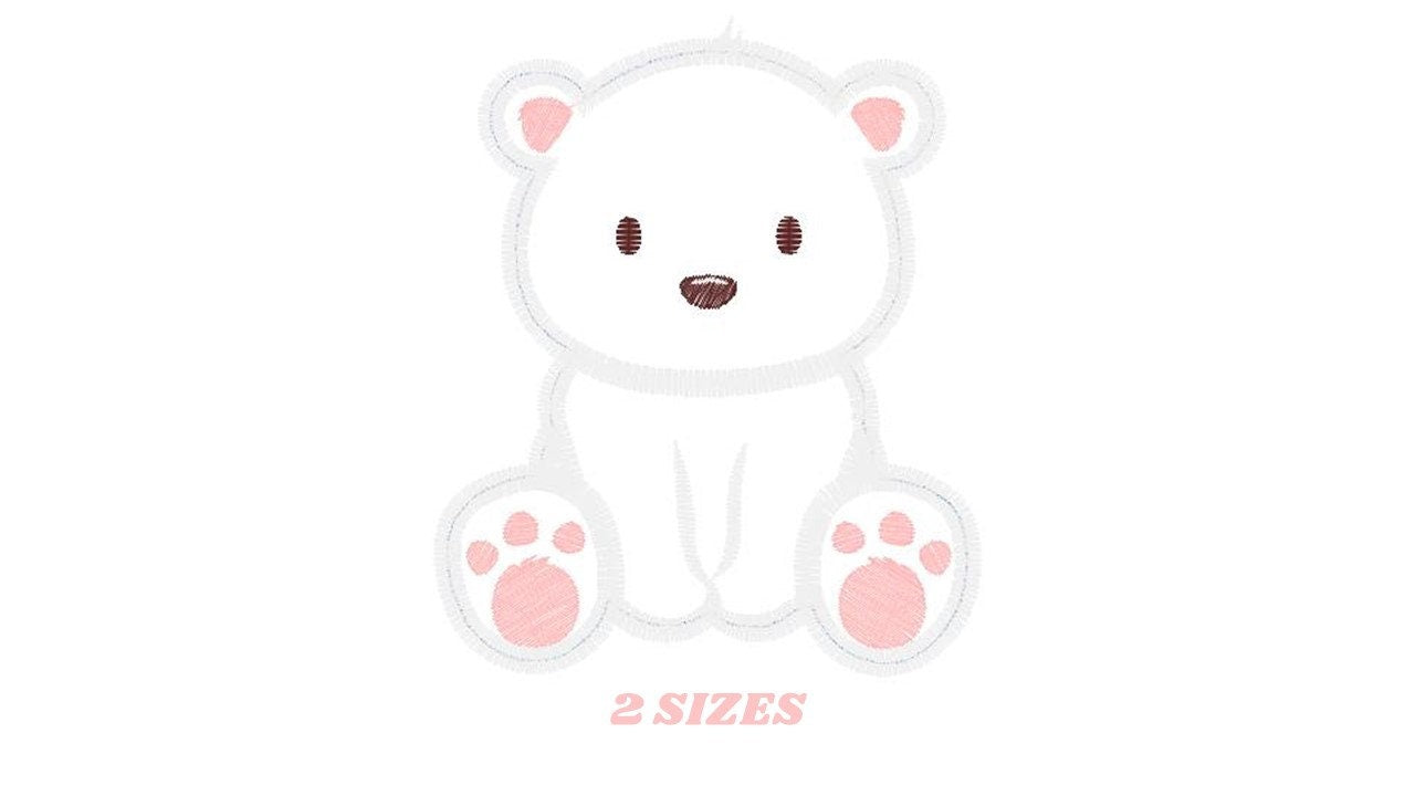 Polar Bear applique embroidery designs - Wild Animal machine embroidery pattern - Baby boy and girl file - Instant digital download pes jef
