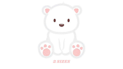 Polar Bear applique embroidery designs - Wild Animal machine embroidery pattern - Baby boy and girl file - Instant digital download pes jef