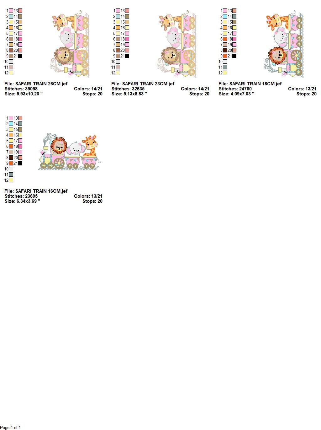 Animal Train embroidery designs - Safari embroidery design machine embroidery pattern - Train embroidery file - lion elephant giraffe animal