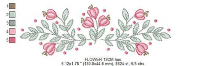 Flowers embroidery designs - Tulip embroidery design machine embroidery pattern - rose embroidery file - tea towel apron kitchen cloth Marcia Embroidery