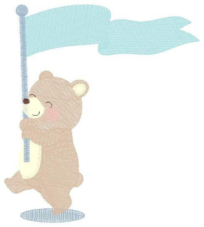 Bear embroidery designs - Circus Bear embroidery design machine embroidery pattern - Bear with flag embroidery file - instant download pes Marcia Embroidery