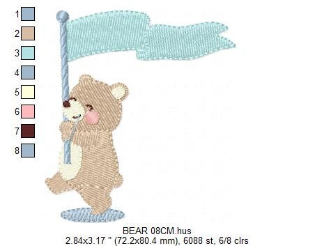 Bear embroidery designs - Circus Bear embroidery design machine embroidery pattern - Bear with flag embroidery file - instant download pes Marcia Embroidery