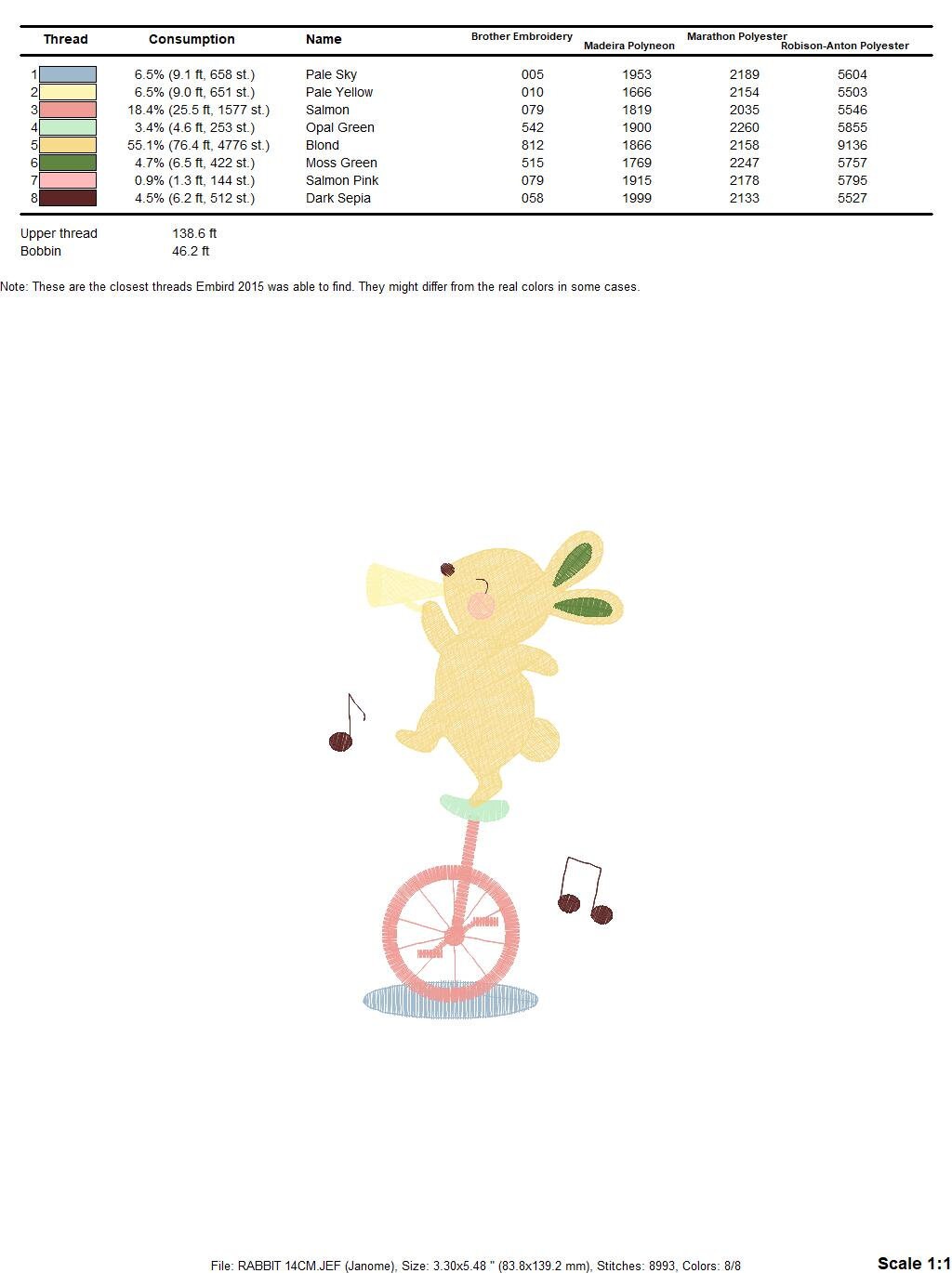 Rabbit with Unicycle embroidery designs - Musical animals band embroidery design machine embroidery pattern -  Circus Bunny embroidery file Marcia Embroidery