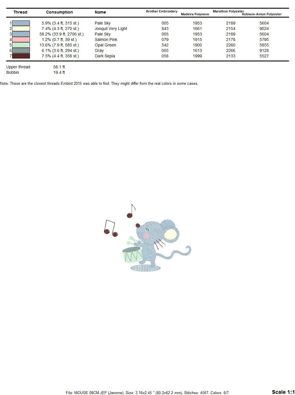 Mouse embroidery designs - Rat embroidery design machine embroidery pattern - Circus animal embroidery - band embroidery instant download Marcia Embroidery