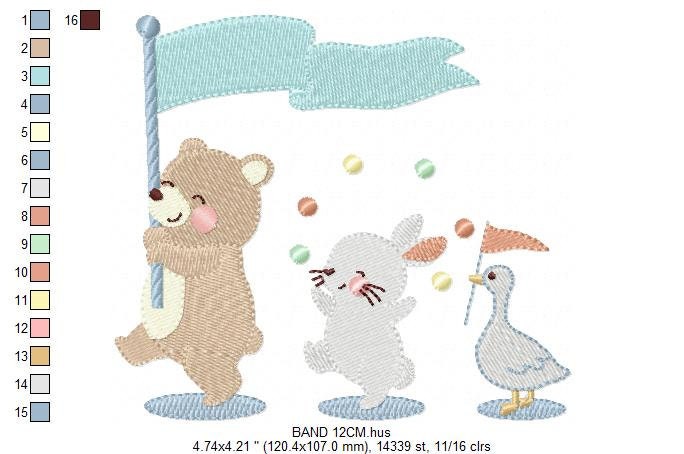 Circus Animals embroidery designs - Animal Band embroidery design machine embroidery pattern - Bear embroidery file - Rabbit embroidery Duck Marcia Embroidery