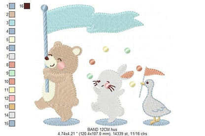 Circus Animals embroidery designs - Animal Band embroidery design machine embroidery pattern - Bear embroidery file - Rabbit embroidery Duck Marcia Embroidery