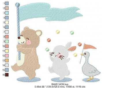Circus Animals embroidery designs - Animal Band embroidery design machine embroidery pattern - Bear embroidery file - Rabbit embroidery Duck Marcia Embroidery