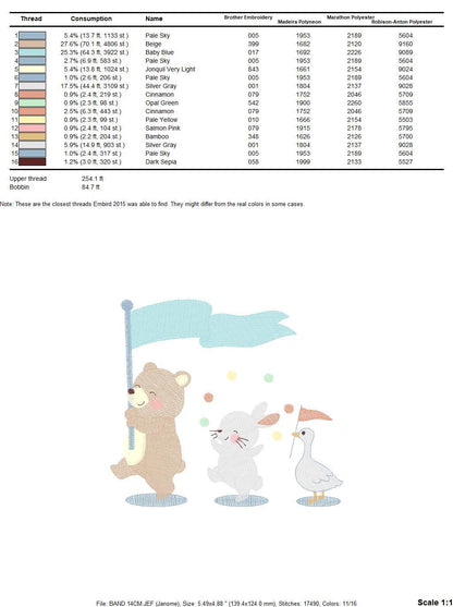 Circus Animals embroidery designs - Animal Band embroidery design machine embroidery pattern - Bear embroidery file - Rabbit embroidery Duck Marcia Embroidery
