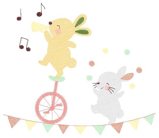 Rabbit embroidery designs - Bunny embroidery design machine embroidery pattern - Animal band embroidery file - Music embroidery rippled Marcia Embroidery