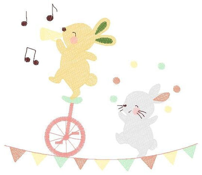 Rabbit embroidery designs - Bunny embroidery design machine embroidery pattern - Animal band embroidery file - Music embroidery rippled Marcia Embroidery