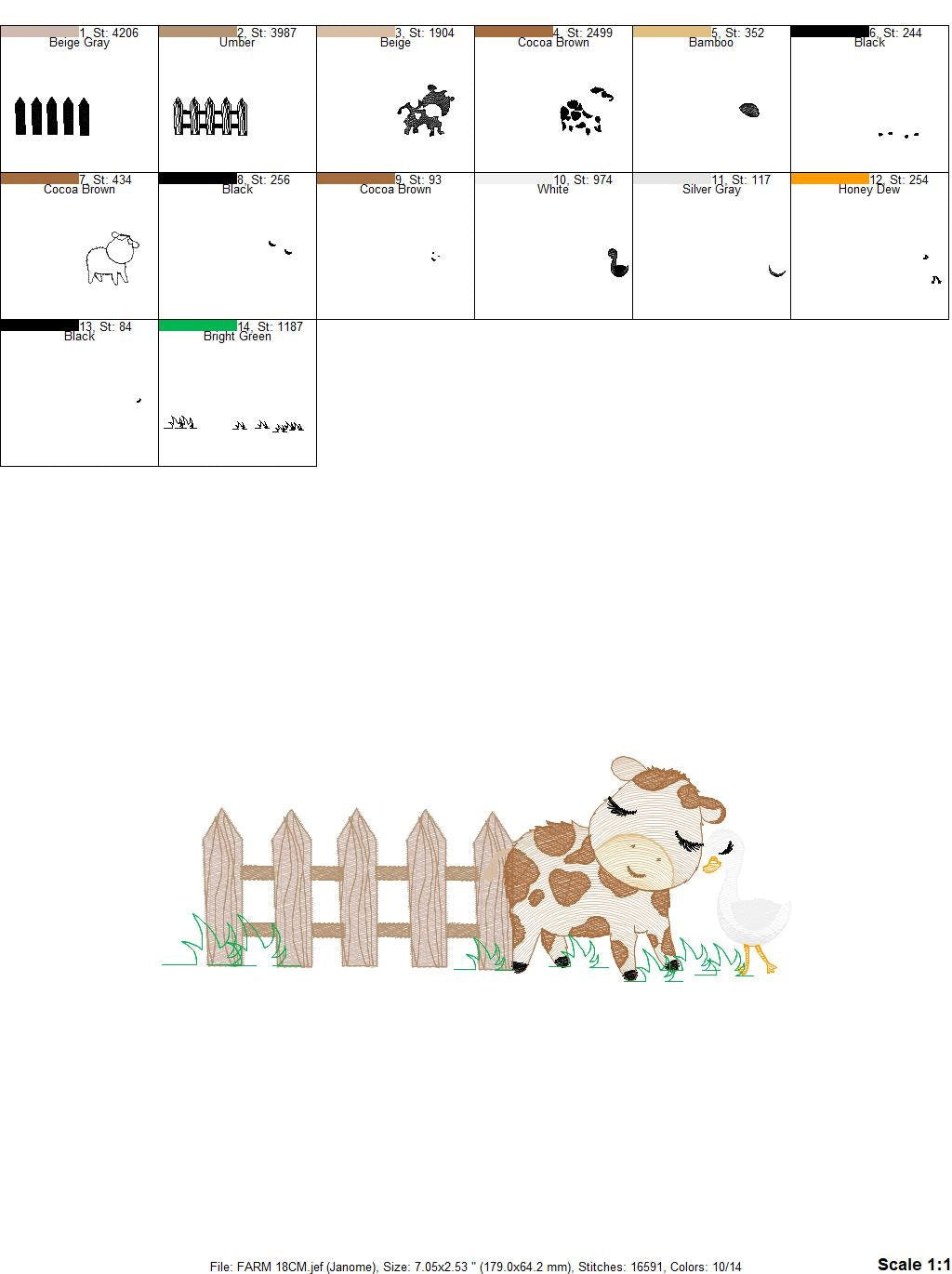 Cows ranch embroidery design - Farm fence embroidery designs machine embroidery pattern - Farm embroidery file - Boy embroidery download jef Marcia Embroidery