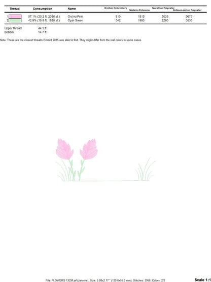 Tulip embroidery designs - Flower embroidery design machine embroidery pattern - Flower garden embroidery file - instant download pes jef Marcia Embroidery