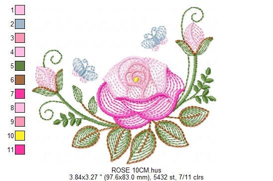 Roses embroidery designs - Flower embroidery design machine embroidery pattern - Rose embroidery file - Flowers for towels embroidery pes - Marcia Embroidery