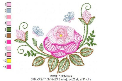 Roses embroidery designs - Flower embroidery design machine embroidery pattern - Rose embroidery file - Flowers for towels embroidery pes - Marcia Embroidery