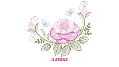 Roses embroidery designs - Flower embroidery design machine embroidery pattern - Rose embroidery file - Flowers for towels embroidery pes - Marcia Embroidery