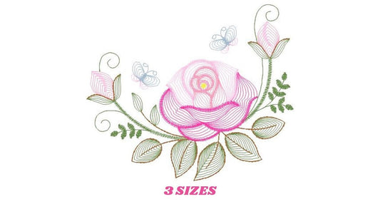 Roses embroidery designs - Flower embroidery design machine embroidery pattern - Rose embroidery file - Flowers for towels embroidery pes - Marcia Embroidery