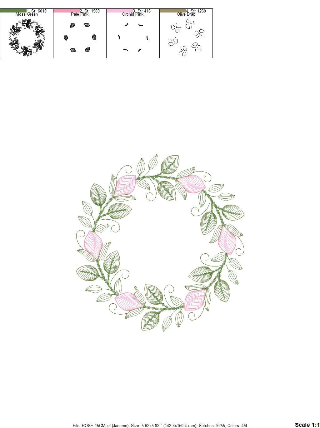 Monogram Frame embroidery designs - Flower embroidery design machine embroidery pattern - Rose wreath embroidery file - instant download - Marcia Embroidery
