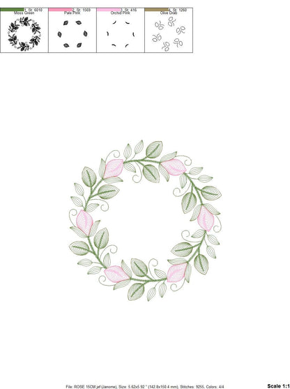 Monogram Frame embroidery designs - Flower embroidery design machine embroidery pattern - Rose wreath embroidery file - instant download - Marcia Embroidery