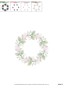 Monogram Frame embroidery designs - Flower embroidery design machine embroidery pattern - Rose wreath embroidery file - instant download