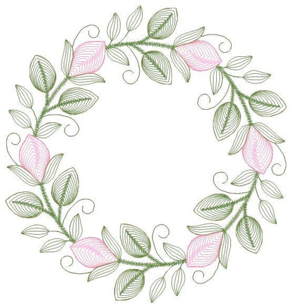 Monogram Frame embroidery designs - Flower embroidery design machine embroidery pattern - Rose wreath embroidery file - instant download - Marcia Embroidery