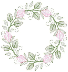 Monogram Frame embroidery designs - Flower embroidery design machine embroidery pattern - Rose wreath embroidery file - instant download