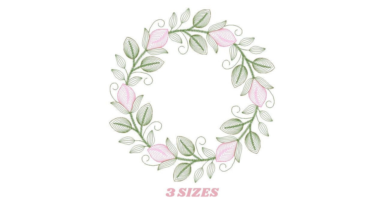 Monogram Frame embroidery designs - Flower embroidery design machine embroidery pattern - Rose wreath embroidery file - instant download - Marcia Embroidery