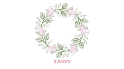Monogram Frame embroidery designs - Flower embroidery design machine embroidery pattern - Rose wreath embroidery file - instant download - Marcia Embroidery