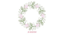 Laden Sie das Bild in den Galerie-Viewer, Monogram Frame embroidery designs - Flower embroidery design machine embroidery pattern - Rose wreath embroidery file - instant download
