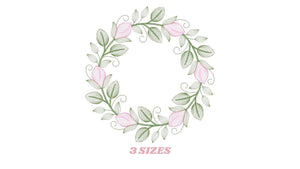 Monogram Frame embroidery designs - Flower embroidery design machine embroidery pattern - Rose wreath embroidery file - instant download