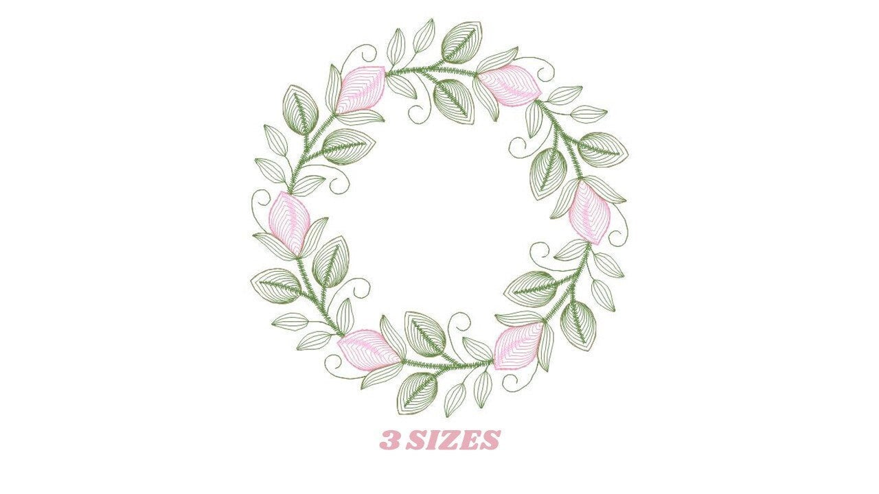 Monogram Frame embroidery designs - Flower embroidery design machine embroidery pattern - Rose wreath embroidery file - instant download - Marcia Embroidery