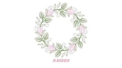 Monogram Frame embroidery designs - Flower embroidery design machine embroidery pattern - Rose wreath embroidery file - instant download - Marcia Embroidery
