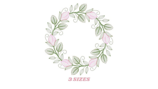 Monogram Frame embroidery designs - Flower embroidery design machine embroidery pattern - Rose wreath embroidery file - instant download