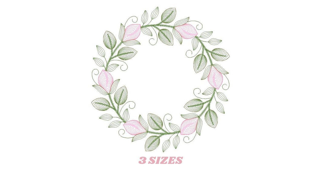 Monogram Frame embroidery designs - Flower embroidery design machine embroidery pattern - Rose wreath embroidery file - instant download