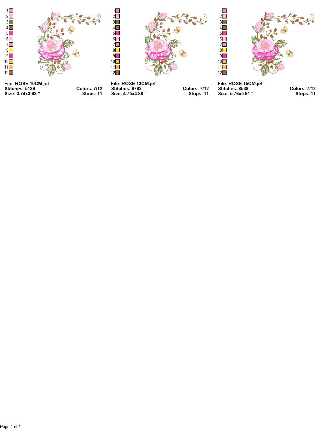 Roses embroidery designs - Flower embroidery design machine embroidery pattern - Rose embroidery file - Flowers for towels embroidery pes Marcia Embroidery