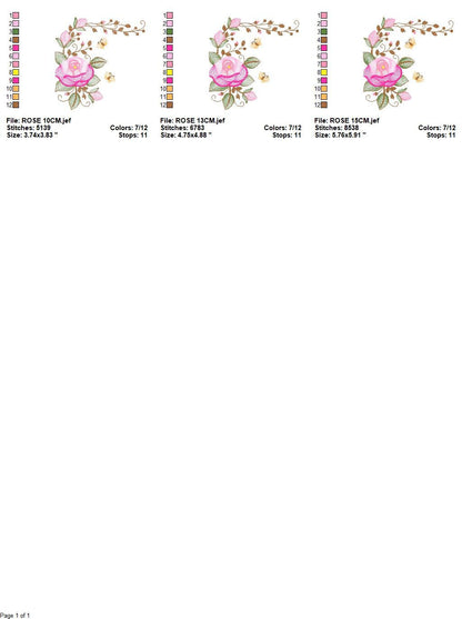 Roses embroidery designs - Flower embroidery design machine embroidery pattern - Rose embroidery file - Flowers for towels embroidery pes Marcia Embroidery