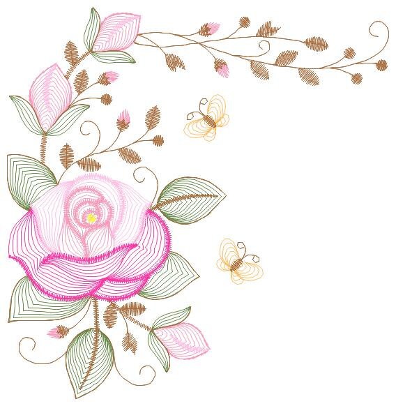 Roses embroidery designs - Flower embroidery design machine embroidery pattern - Rose embroidery file - Flowers for towels embroidery pes Marcia Embroidery
