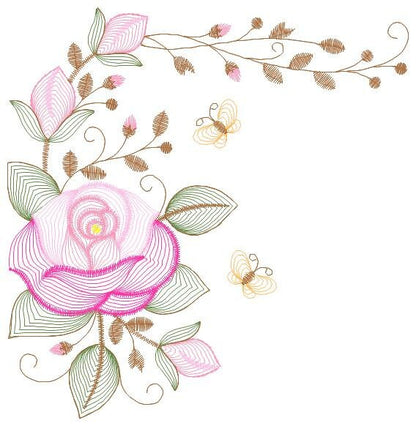 Roses embroidery designs - Flower embroidery design machine embroidery pattern - Rose embroidery file - Flowers for towels embroidery pes Marcia Embroidery