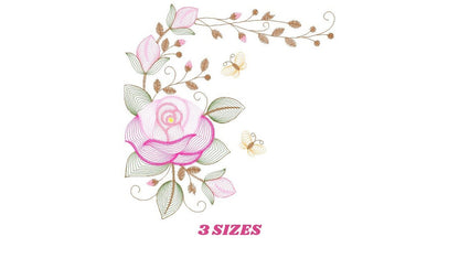 Roses embroidery designs - Flower embroidery design machine embroidery pattern - Rose embroidery file - Flowers for towels embroidery pes Marcia Embroidery