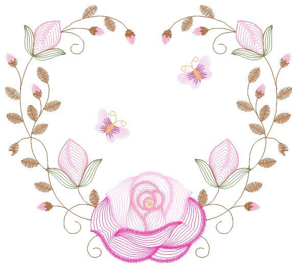 Heart with roses embroidery designs - Flower embroidery design machine embroidery pattern - Monogram Frame embroidery file - pes jef vip vp3 Marcia Embroidery