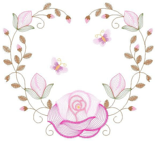 Heart with roses embroidery designs - Flower embroidery design machine embroidery pattern - Monogram Frame embroidery file - pes jef vip vp3