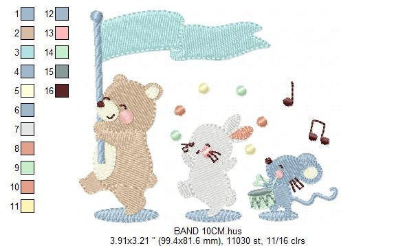 Circus Animals embroidery designs - Animal Band embroidery design machine embroidery pattern - Bear embroidery - Rabbit embroidery Mouse Marcia Embroidery