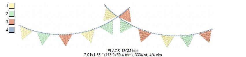 Flags embroidery designs - Circus Banners embroidery design machine embroidery pattern - Flags Decoration embroidery file - instant download