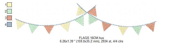 Flags embroidery designs - Circus Banners embroidery design machine embroidery pattern - Flags Decoration embroidery file - instant download