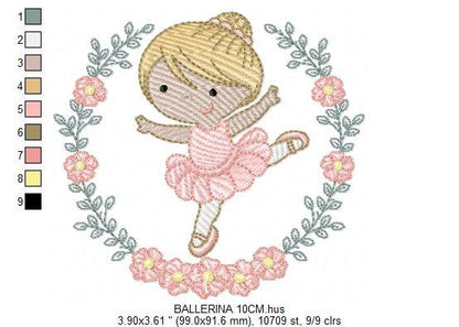 Ballerina embroidery designs - Ballet embroidery design machine embroidery pattern - baby girl embroidery file dancer - instant download